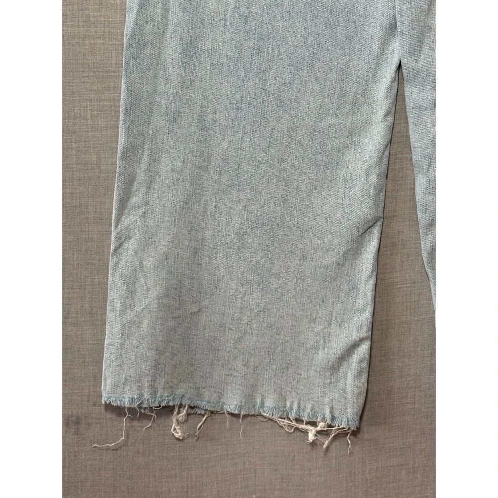 Banana Republic High Rise Wide Leg Cropped Jeans Womens 27 Light Wash Raw Hem - Picture 7 of 12